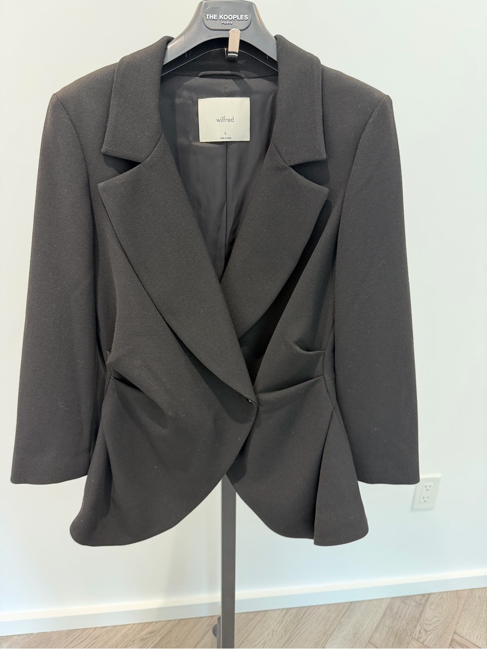 Aritzia Wilfred Black Draped Peplum-Style Blazer
